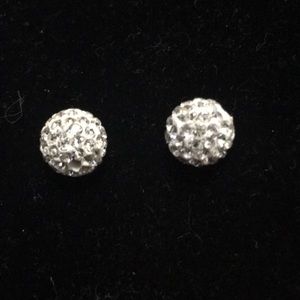 Two white pave Swarovski crystal beads